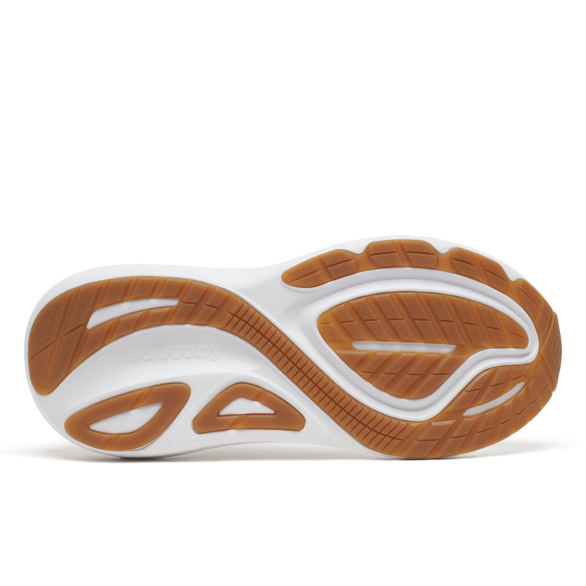 Outsole of the Saucony Echelon 11 Wide women's road running shoe in White/Gum (white with gum outsole), tread pattern