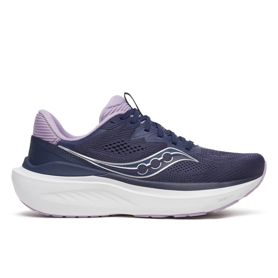 Saucony Echelon 11 Wide women's road running shoe in Naval/Pastel (navy with lilac trim), side view