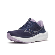 Saucony Echelon 11 Wide women's road running shoe in Naval/Pastel (navy with lilac trim), single shoe front three-quarter view