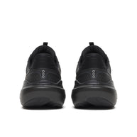 Back heel view of a pair of Saucony Echelon 11 Wide women's road running shoes in Triple Black