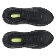 Top-down view of a pair of Saucony Echelon 11 Wide women's road running shoes in Triple Black with laces and insoles