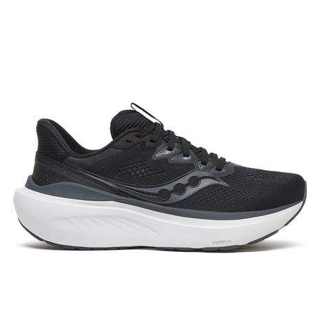 Saucony Echelon 11 women's road running shoe in Black/White, side view of black upper with white midsole