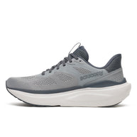 Saucony Echelon 11 X Wide men's road running shoe in Fossil/Gunmetal (light grey with dark grey trim), inner side view