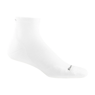 Run Quarter Ultra-Lightweight w/Cushion Running Sock - Men by Darn Tough in white with ankle coverage and silky ribbing for running and training