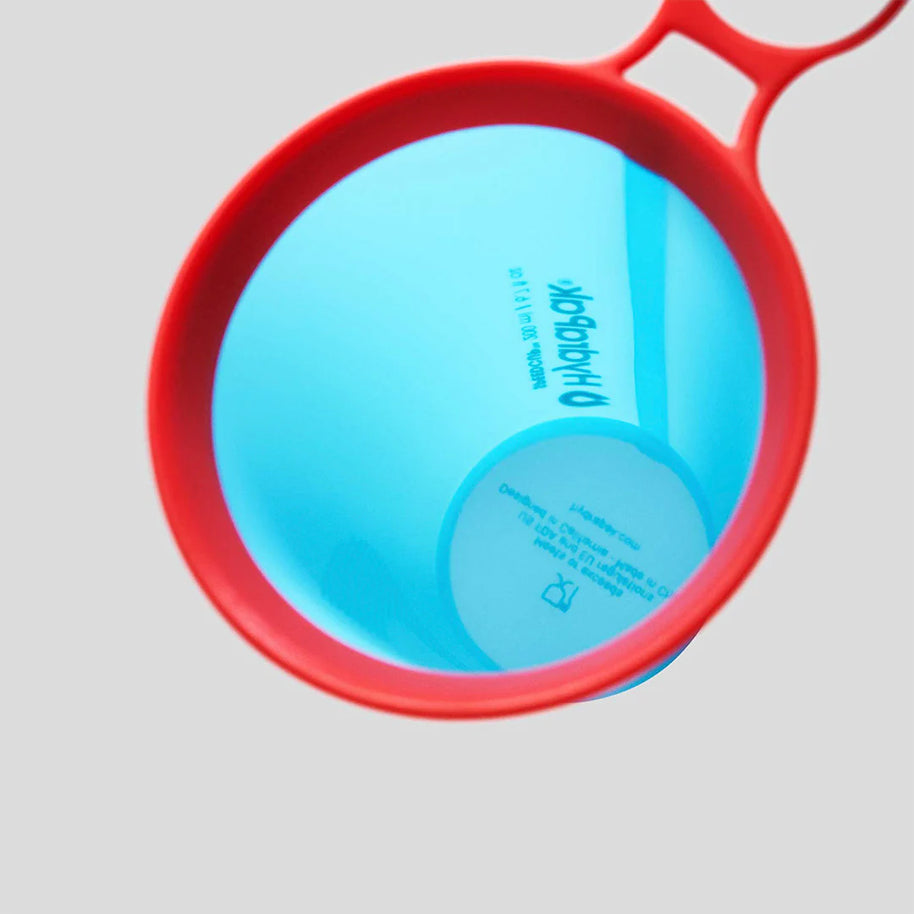 SpeedCup 2-Pack by Hydrapak in blue and red, lightweight collapsible reusable cups ideal for hiking and running hydration