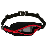 Kids Running Belt by SPIbelt in black with red zipper, lightweight, discreet insulin pump carrying accessory for active children