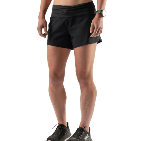 Summit Chasers 4 - Women by Rabbit in black stretch diamond ripstop shorts with five pockets for running and outdoor use