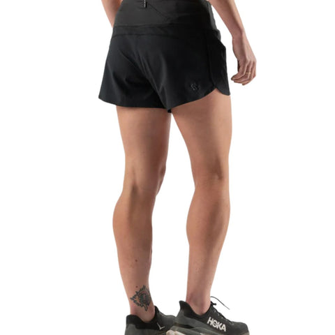 Summit Chasers 4 - Women by Rabbit in black, durable stretch diamond ripstop shorts with five pockets for running and outdoor use