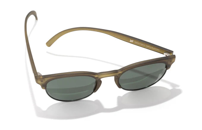 Avila by Sunski in translucent brown half frame sunglasses with metal details, lightweight and versatile for men and women