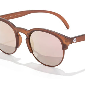 Avila by Sunski in matte amber half frame sunglasses with metal details, lightweight and versatile for men and women outdoor use