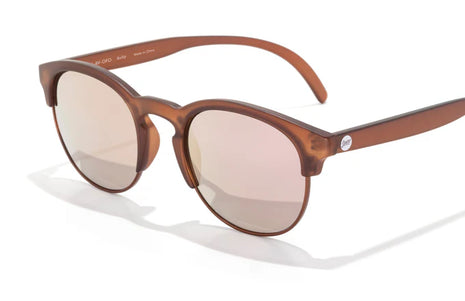 Avila by Sunski in matte amber half frame sunglasses with metal details, lightweight and versatile for men and women outdoor use