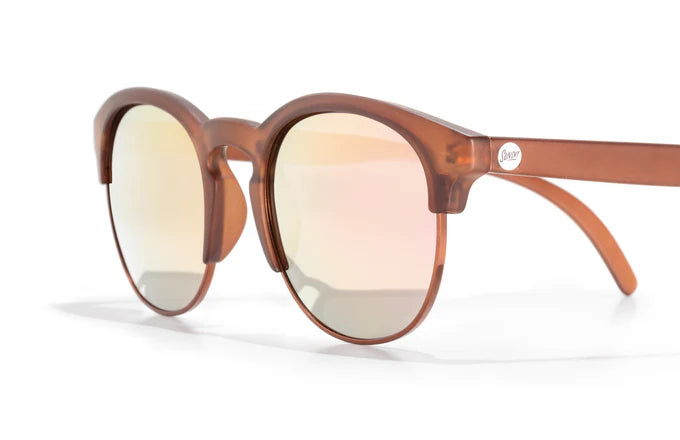 Avila by Sunski in translucent brown with metal details, classic half frame glasses for versatile lightweight eyewear without nose pads