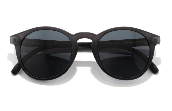 Dipsea round frame sunglasses by Sunski in matte black, stylish unisex glasses blending urban and outdoor spirit