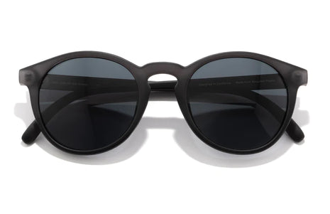 Dipsea round frame sunglasses by Sunski in matte black, stylish unisex glasses blending urban and outdoor spirit