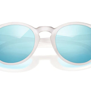 Dipsea by Sunski in translucent white with blue lenses, stylish round frame glasses blending city style and outdoor spirit for men and women