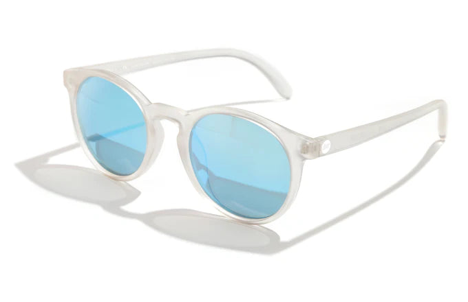 Dipsea by Sunski in clear frame with blue lenses, round sunglasses blending city style with outdoor spirit for men and women