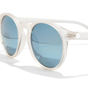 Dipsea by Sunski in clear frame with blue lenses, stylish round sunglasses blending urban and outdoor spirit, unisex accessory for everyday wear