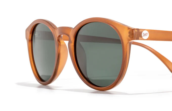 Dipsea sunglasses by Sunski in matte amber with round frames blending city style and outdoor spirit, unisex accessory for all-day wear