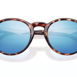 Dipsea by Sunski in tortoise frame with blue lenses, stylish round sunglasses blending city style and outdoor spirit for men and women