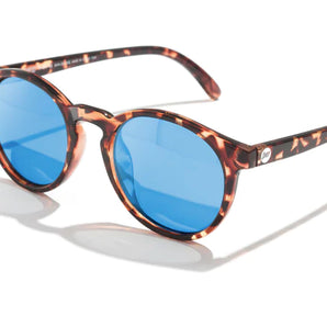 Dipsea by Sunski in tortoise frame with blue lenses, round sunglasses blending city style and outdoor spirit for men and women
