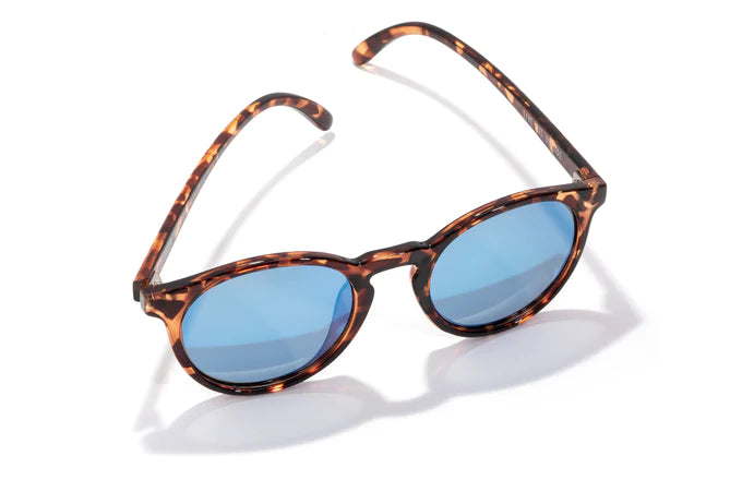Dipsea by Sunski in tortoise with blue lenses, round frame sunglasses blending city style with outdoor spirit for men and women
