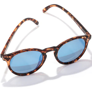 Dipsea by Sunski in tortoise with blue lenses, round frame sunglasses blending city style with outdoor spirit for men and women
