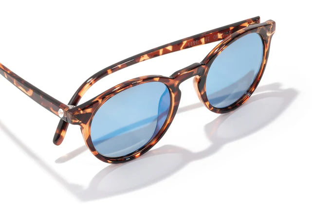 Dipsea by Sunski in tortoise with blue lenses, round frame glasses blending city style with outdoor spirit for men and women
