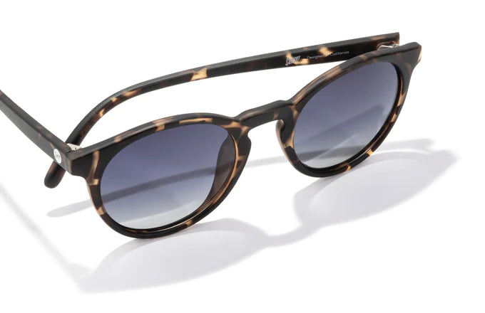 Dipsea by Sunski in tortoise round frame with blue gradient lenses, stylish glasses blending city and outdoor spirit for men and women
