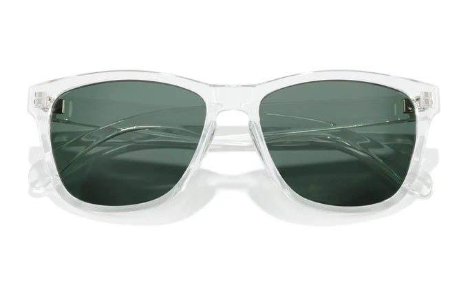 Headland clear frame sunglasses by Sunski in rectangular wayfarer shape with medium fit, designed for men and women outdoor use