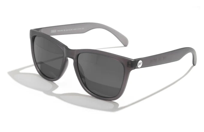 Headland by Sunski in matte black and grey, classic rectangular wayfarer sunglasses, medium fit for men and women outdoor use