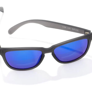 Headland by Sunski in black with blue mirrored lenses, medium rectangular sunglasses designed for outdoor use by men and women