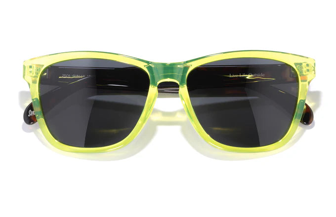Headland by Sunski in translucent yellow with black lenses, medium rectangular wayfarer sunglasses for men and women outdoor use