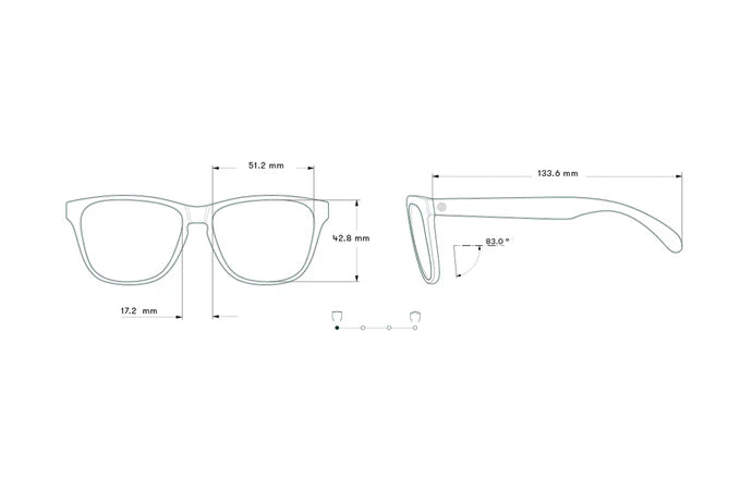 Headland by Sunski in medium rectangular shape, detailed frame measurements, unisex sunglasses designed for everyday outdoor use