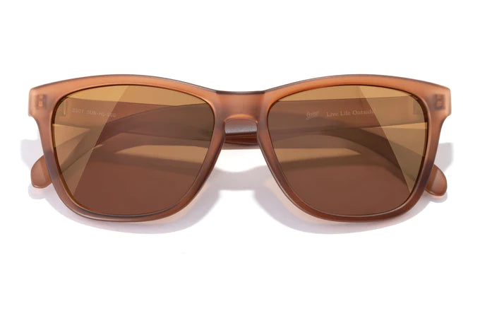 Headland by Sunski in matte brown with rectangular wayfarer shape, medium fit sunglasses ideal for outdoor activities and casual wear