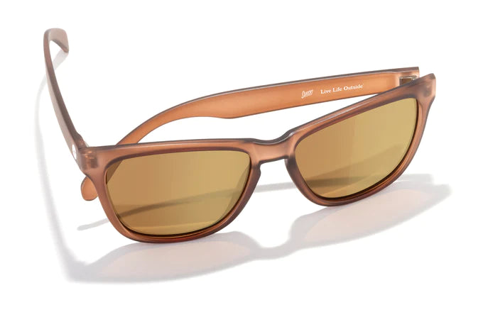 Headland by Sunski in light brown translucent frame with amber lenses, classic rectangular wayfarer sunglasses for men and women