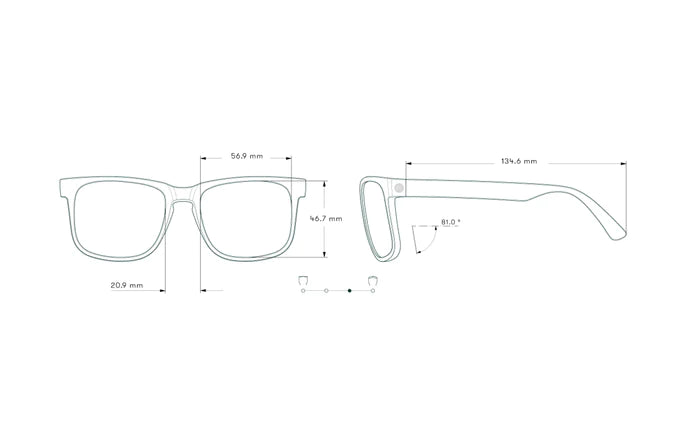 Kiva by Sunski oversized rectangular glasses in clear frame with keyhole nose bridge, unisex casual sport eyewear for weekend use