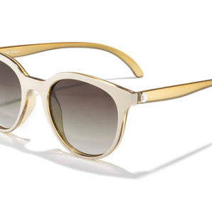 Makani by Sunski in beige with slight cat eye shape, polarized lenses, superlight recycled frames, comfortable glasses for men and women