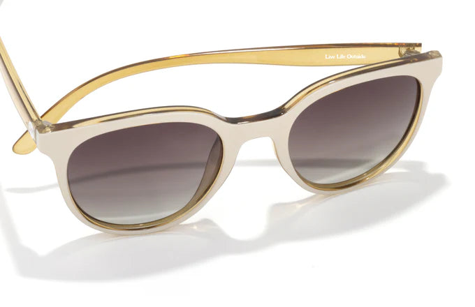 Makani by Sunski in beige with slight cat eye shape, polarized lenses, superlight recycled frames for all-day comfort and style.