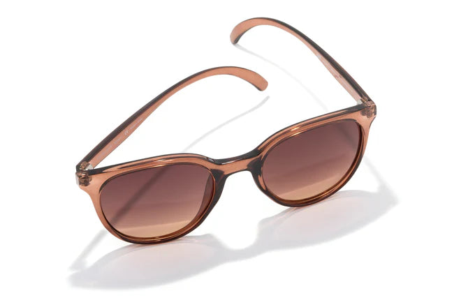 Makani by Sunski in translucent brown with polarized lenses, recycled lightweight frames, cat eye shape for all-day comfort and bold style