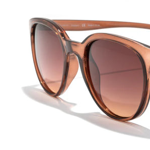 Makani by Sunski in translucent brown with polarized lenses and recycled lightweight frames, stylish cat eye sunglasses for all-day comfort