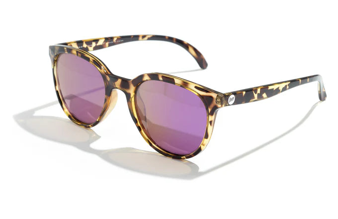 Makani by Sunski in tortoise with purple polarized lenses, lightweight recycled frames, cat eye shape for all-day comfort and style