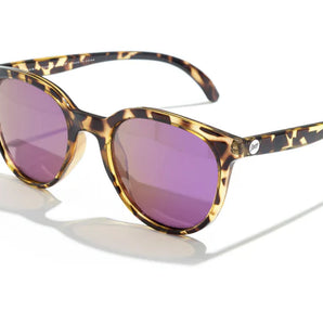 Makani by Sunski in tortoise with purple polarized lenses, lightweight recycled frames, cat eye shape for all-day comfort and style