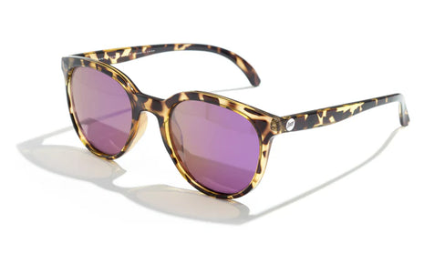 Makani by Sunski in tortoise with purple polarized lenses, lightweight recycled frames, cat eye shape for all-day comfort and style