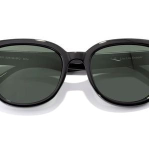 Miho by Sunski in black with green lenses, lightweight unisex sunglasses with timeless shape and nature-inspired colorway for everyday use