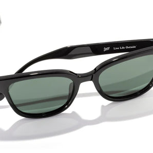 Miho by Sunski in black with green lenses, stylish unisex glasses with nature-inspired colors and timeless curved frame design
