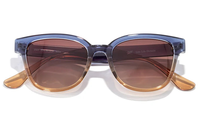 Miho by Sunski in blue and amber with gradient lenses, stylish glasses inspired by nature for beach and brunch wear, unisex accessory