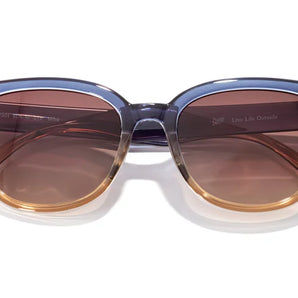 Miho by Sunski in blue and amber with gradient lenses, stylish glasses inspired by nature for beach and brunch wear, unisex accessory