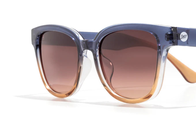 Miho by Sunski sunglasses in blue and amber with nature-inspired lens pairing, timeless shape, ideal for beach and casual wear