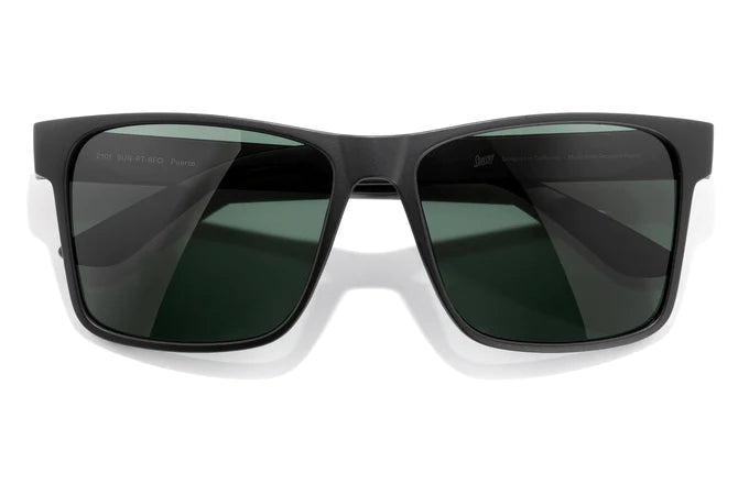 Puerto by Sunski in black and white with polarized lenses, recycled lightweight sport frame, full sun protection for all-day comfort