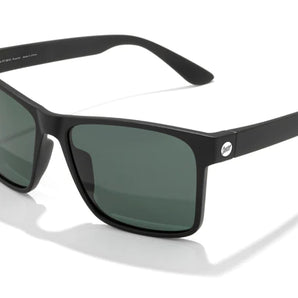 Puerto by Sunski in black with polarized lenses, superlight recycled sport frame, rectangular shape for full sun protection outdoors